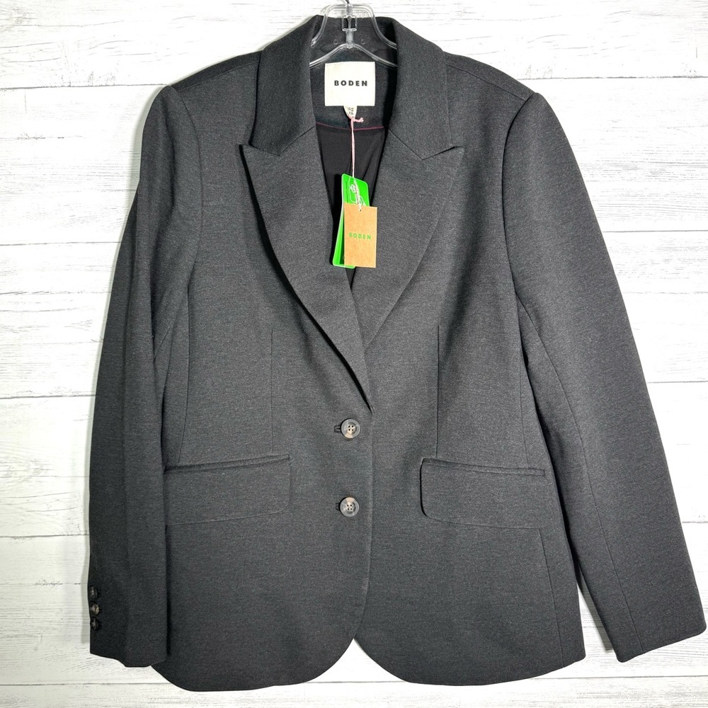 NWT Boden Marylebone Stretch Ponte Blazer Dark Gray Women US Size 12 UK 16